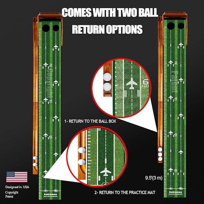 Putting Green Indoor Golf Putting Mat – Easy to Assemble with Automatic Ball Return, Wrinkle-Free Close to Real Green Speed, Suitable for Office, Recreation Room, Patio – Ideal Gift-StrideForce Fitness