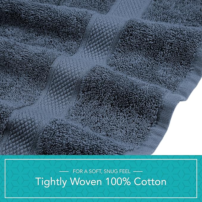 Pleasant Home Bath Towels Set of 6 (24” x 50”) 100% Cotton, 515 GSM | Lightweight, Soft & Absorbent Luxury Towels for Bathroom | for Gym, Pool & Spa | 6 Pack, Navy-StrideForce Fitness