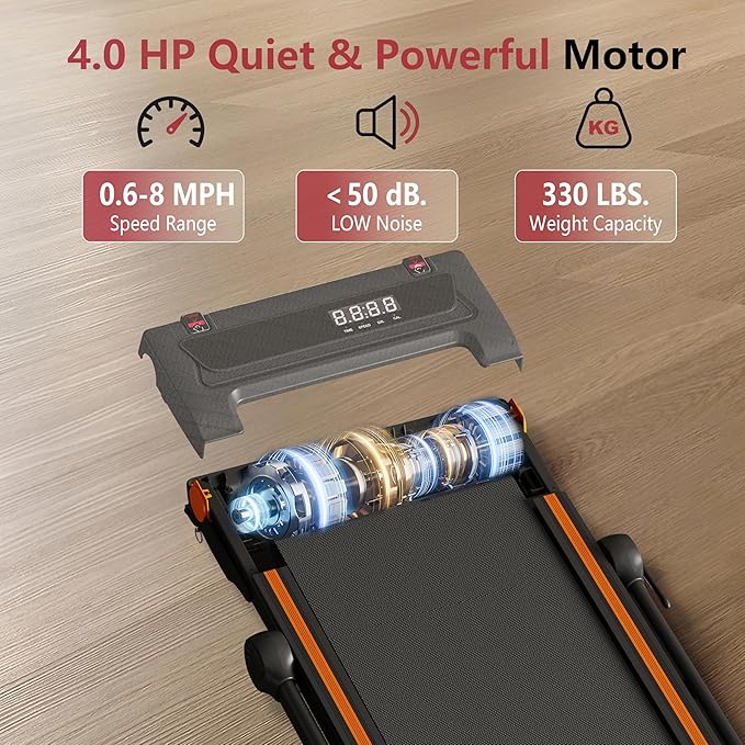 Foldable Treadmill with Incline Treadmill with Home Removable Desk Workstation 3.0 HP 3 in 1 Folding Small Compact Walking Treadmills 300 Lbs Capacity for Home Office-StrideForce Fitness