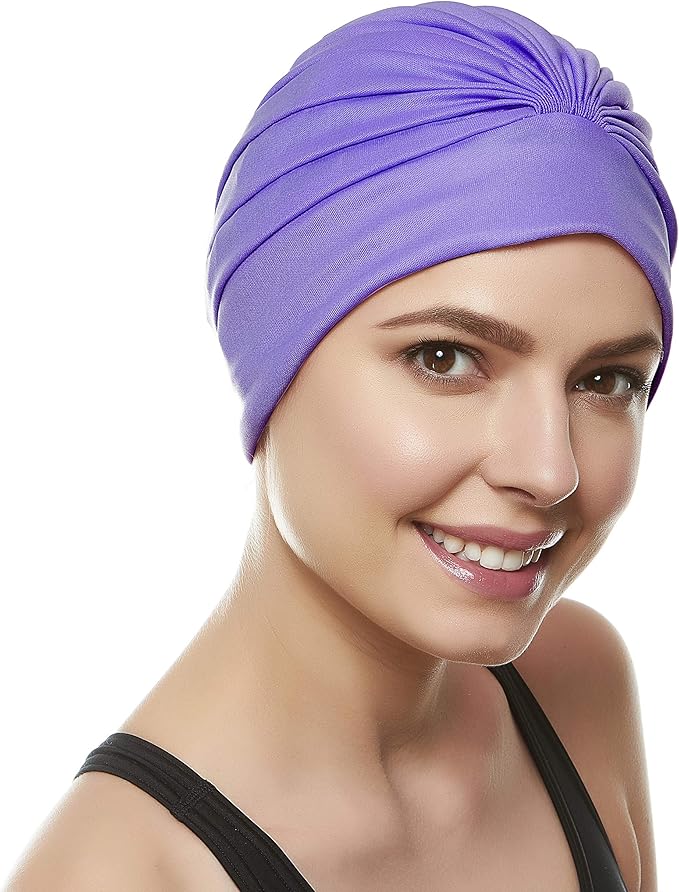 BEEMO Swim Caps for Women Swimming Turban Polyester Latex Lined Pleated for Ladies-StrideForce Fitness
