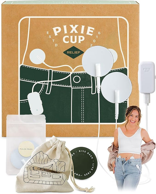 Pixie Period Pain Relief Device - Best PMS Relief Simulator with TENS Technology - Thinnest Wearable Tens Unit - Unnoticable Under Clothes - Menstrual Cramp Comfort - Alternative to Heating Pads
