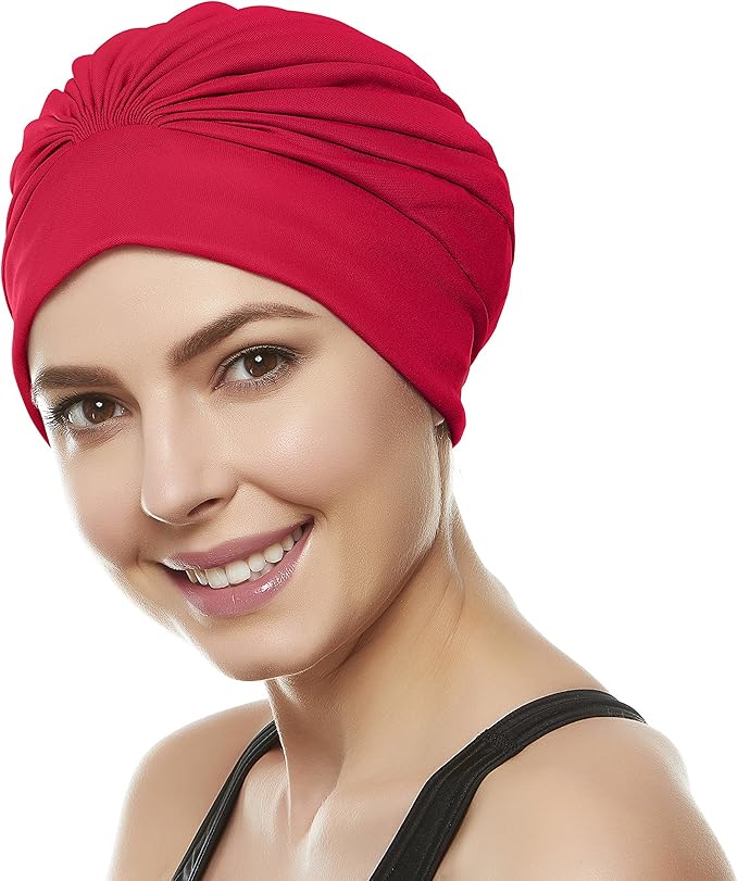 BEEMO Swim Caps for Women Swimming Turban Polyester Latex Lined Pleated for Ladies-StrideForce Fitness