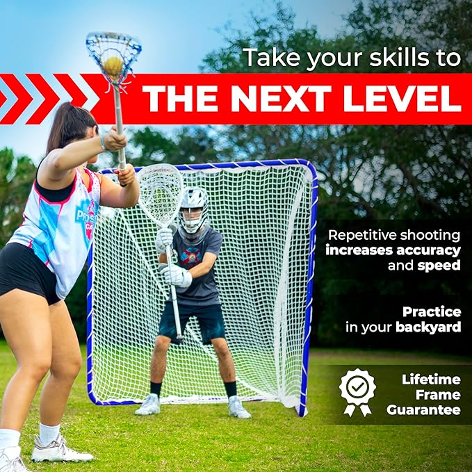 Velocity - Lacrosse Goal - Portable Steel Frame with Black Net, Perfect for Youth and Adult Training, Backyard Design-StrideForce Fitness