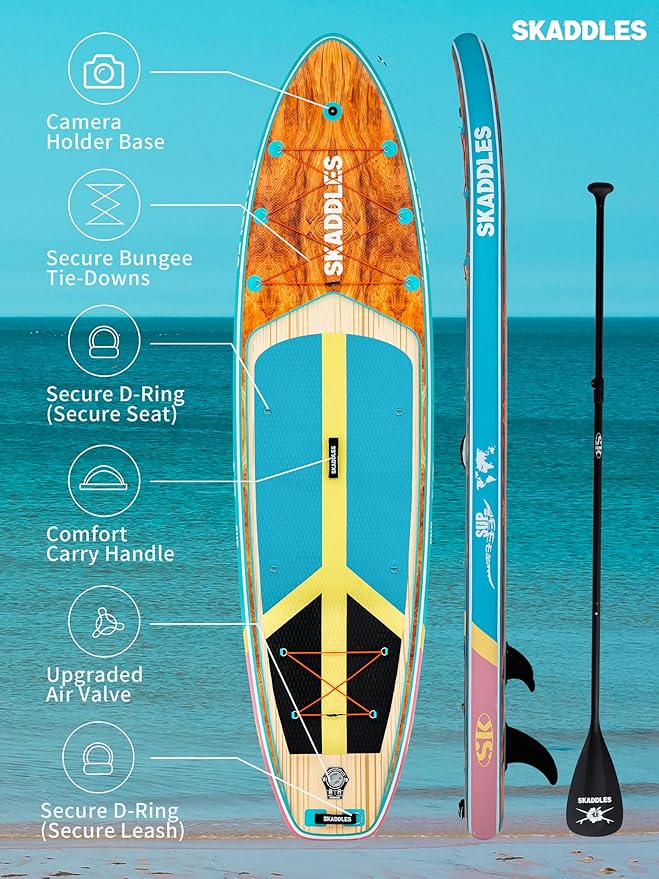 11' Inflatable Stand Up Paddle Board – Extra Wide SUP for Adults & Kids of All Skill Levels, Stable Paddleboard with Pump, Fins, Backpack, Accessories & Waterproof Phone Pouch-StrideForce Fitness