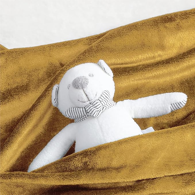 Bedsure Bedding Fleece Blanket for Girls and Boys - Soft Cozy Cute Small Throw Blankets for Travel, 43x55 Inches, Gold-StrideForce Fitness