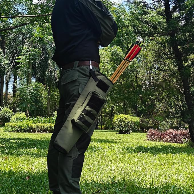 KRATARC Archery Lightweight Back Arrow Quiver Dual Use Foldable Compact Hip Arrows Bag with Molle System Pocket Hanged for Target Shooting Hunting-StrideForce Fitness
