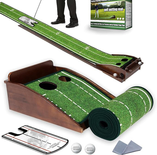Putting Green Indoor Mat Outdoor Golf Putting Mat with Automatic Ball Return - Ideal for Home, Office, and Outdoor Use-StrideForce Fitness