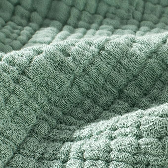 Carriediosa 100% Cotton Muslin Throw Blanket 108" X 90" King Size，4-Layers Summer Gauze Throws for Bed Couch，Soft Lightweight Breathable Linen Blankets Bedspread for Adults All Season，Sage Green-StrideForce Fitness