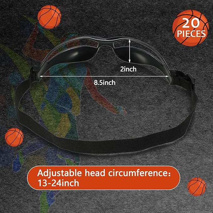 Weewooday 20 Pieces Adjustable Lightweight Basketball Dribbling Goggles, No Look Eye Goggles for Sport Dribble Training-StrideForce Fitness