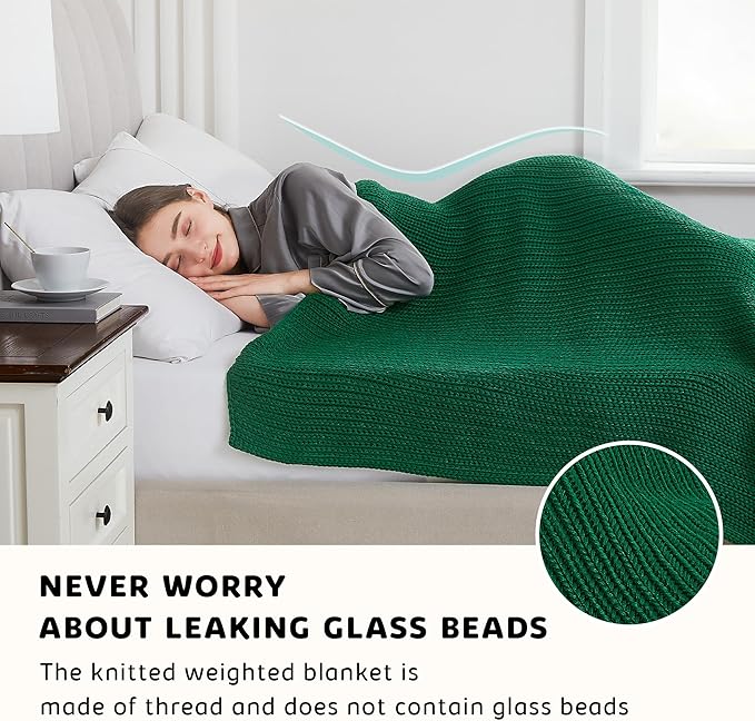 L'AGRATY Knitted Weighted Blanket - 60"x80" 15lbs Cooling Chunky Knit Heavy Blanket for Adults Braided Crochet Throw Thick Cable Yarn Knit Decorative No Beads Evenly Weighted Machine Washable-StrideForce Fitness