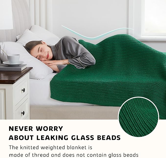 L'AGRATY Knitted Weighted Blanket - 48"x72" 20lbs Cooling Chunky Knit Heavy Blanket for Adults Braided Crochet Throw Thick Cable Yarn Knit Decorative No Beads Evenly Weighted Machine Washable-StrideForce Fitness