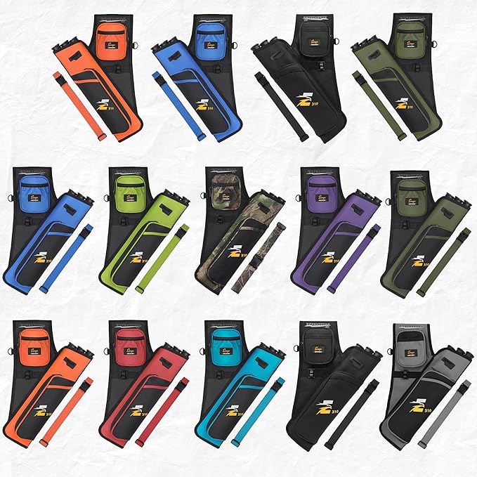 SUNYA Archery Hip Quiver for Arrows. Includes 3 Tubes Arrow Holder, Accessories Pockets and Waist Belt. Fit for Compound and Recurve Bow Practice.-StrideForce Fitness