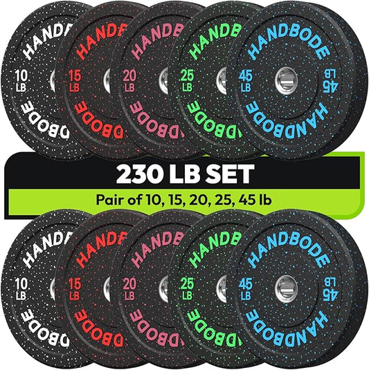 2-Inch Bumper Plates High Bounce, Olympic Weight Plate Set 45/100/160/190/260/300lb, Barbell Weight Plates Set for Home Gym, Colored Weights Rubber Strength Training Plate for Weight Lifting-StrideForce Fitness