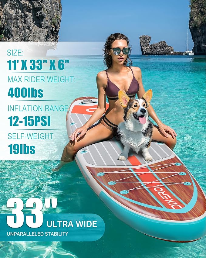 Inflatable Stand Up Paddle Board with SUP Accessories, Anti-Slip EVA Deck, 11'*33" Inflatable Paddle Boards for Adults & Youth of All Skill Levels-StrideForce Fitness