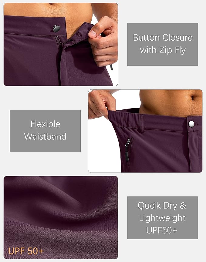 Pudolla Men's Hiking Cargo Shorts 9" Lightweight Outdoor Work Shorts for Men Travel Golf Camping Casual with 5 Zipper Pockets-StrideForce Fitness