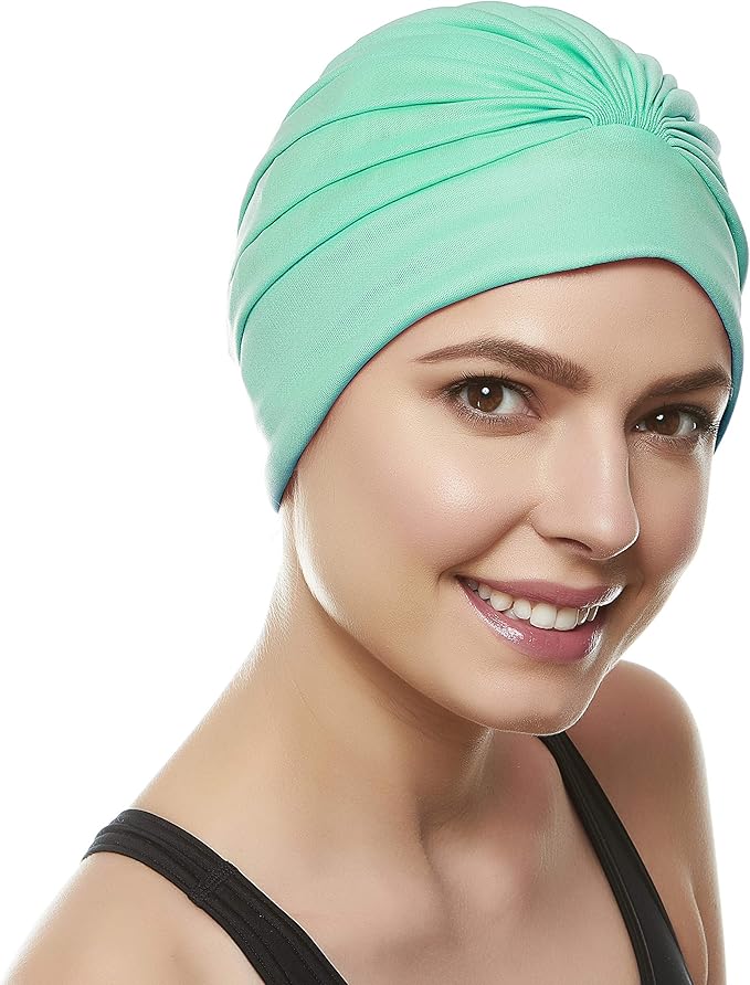 BEEMO Swim Caps for Women Swimming Turban Polyester Latex Lined Pleated for Ladies-StrideForce Fitness