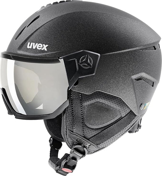 uvex Instinct Visor - Adjustable ski & Snowboard Helmet with Integrated Visor for Women & Men - Black Matte - Medium-StrideForce Fitness