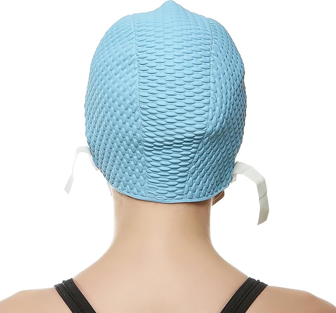 Beemo Swim Cap Women Chin Strap Bubble Crepe Latex Long Short Hair Swimming Caps-StrideForce Fitness