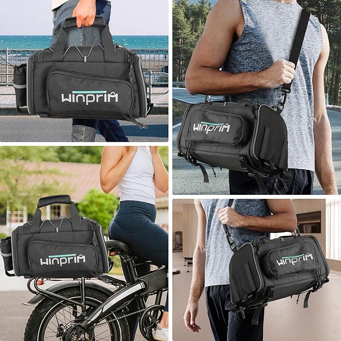 Bike Bags for Bicycle Rack Bag,18-20L Pannier Trunk Pannier with Rain Cover,Water Resistant Ebike Saddle Bag for Rear Rack handlebar Shoulder Bag for Commuter Travel Outdoor Cycling,1680D-StrideForce Fitness