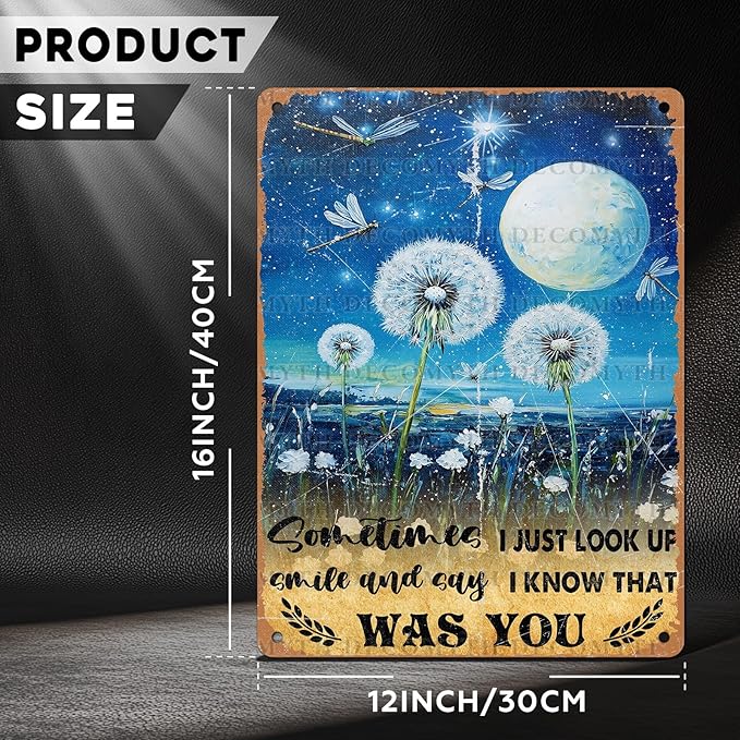 Vintage Dragonfly Tin Sign Sometimes I Just Look Up Smile and Say I Know That was You Retro Metal Poster Funny Wall Art Cafe Office Bar Plub Club Toilet Farm Room Garden Plaque 12 * 16inch-StrideForce Fitness
