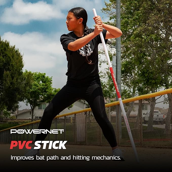 PowerNet Combo PVC/Click Stick Softball & Baseball Swing Trainer, Interchangeable Baseball Hitting Trainer, PVC Training Bat for Drills, Bat Speed Training Equipment-StrideForce Fitness