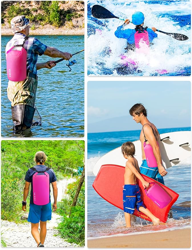 HEETA Waterproof Dry Bag for Women Men(Upgraded Version) 5L/10L/20L/30L/40L Roll Top Lightweight Dry Storage Bag Backpack with Emergency Whistle for Travel, Swimming, Boating, Kayaking, Camping, Beach-StrideForce Fitness