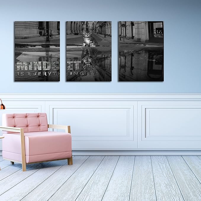 3 Panels Motivational Canvas Wall Art Inspirational Wall Art Entrepreneur Quotes Poster Print Artwork Painting Picture for Framed Home Decoration Living Room office bedroom 36''W x 16''H-StrideForce Fitness