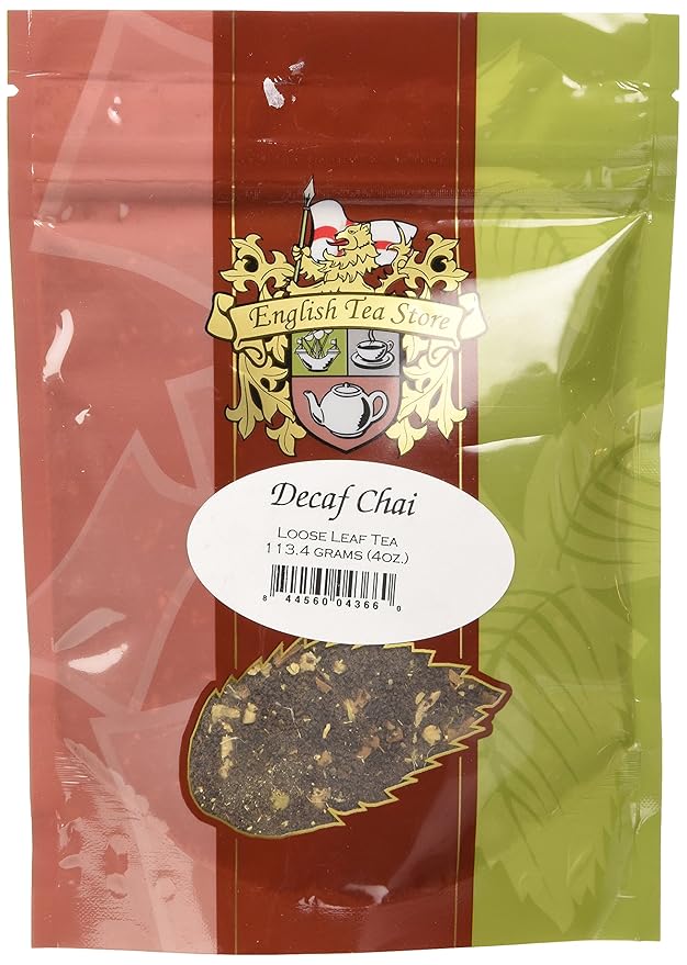 English Tea Store Decaf Chai | Loose Leaf Tea Pouches - 4oz | CO2 Decaffeinated Black Tea with Ginger Cardamom Cinnamon Clove and Black Pepper | Traditional Indian Spiced Chai Blend-StrideForce Fitness