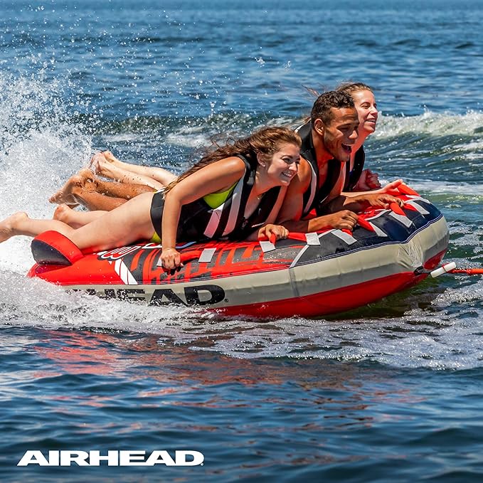 Airhead G-Force Inflatable Towable Tube | 2-4 Rider Models | Dual Tow Points | Full Nylon Cover | Kwik-Connect | Patented Speed Valve | Boat Tubes and Towables-StrideForce Fitness