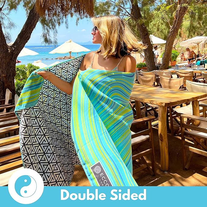 ECCOSOPHY Microfiber Beach Towel - Sand Free Towels are Quick Dry, Light Weight, Super Absorbent - Perfect Pool, Travel, Cruise, Camping Essentials - Oversized Extra Large for Adults 71x35 in-StrideForce Fitness