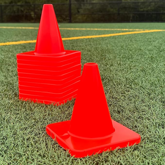 LVL10 Pro Training Cones - 6" Soccer Training Cones for Sports - for Basketball, Football, Basketball and Agility Drills - Soccer Field Markers That Won't Crack, Slide or Fly-StrideForce Fitness