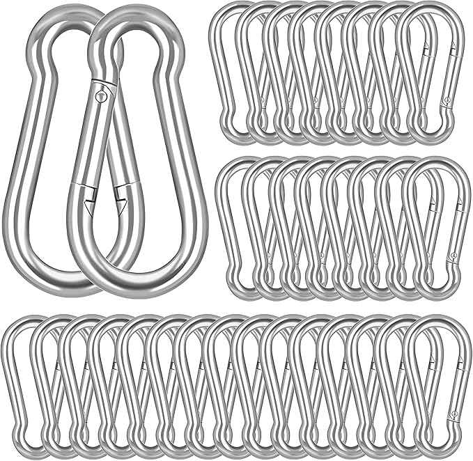 M6 Spring Snap Hook Carabiners, Carabiner Clip, Heavy Duty Galvanized Steel Spring Clip, Quick Link Key Chain for Swing Hammock Gym Outdoor, Holding Capacity-StrideForce Fitness