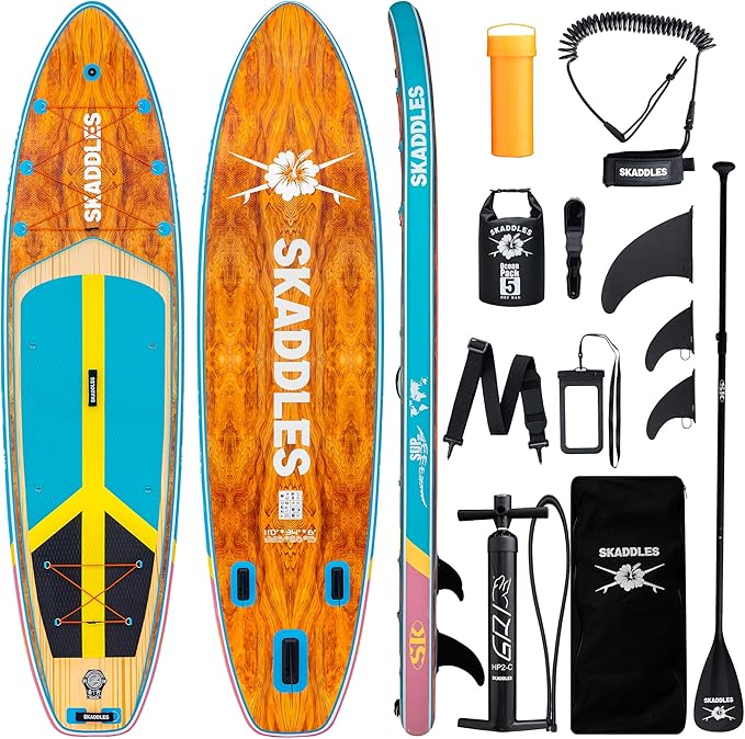 11' Inflatable Stand Up Paddle Board – Extra Wide SUP for Adults & Kids of All Skill Levels, Stable Paddleboard with Pump, Fins, Backpack, Accessories & Waterproof Phone Pouch-StrideForce Fitness