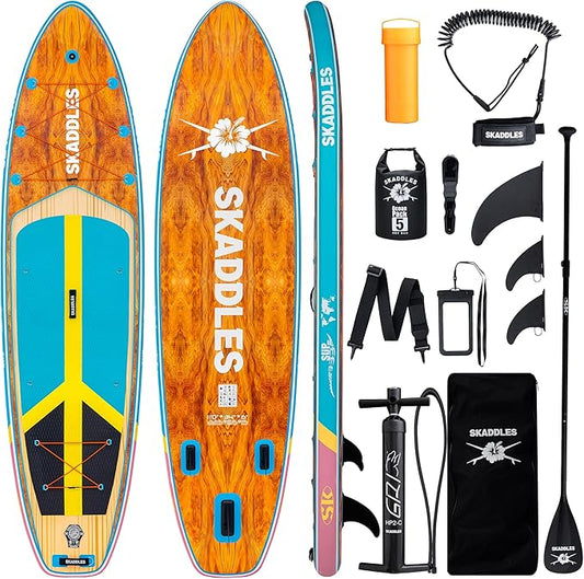 11' Inflatable Stand Up Paddle Board – Extra Wide SUP for Adults & Kids of All Skill Levels, Stable Paddleboard with Pump, Fins, Backpack, Accessories & Waterproof Phone Pouch-StrideForce Fitness