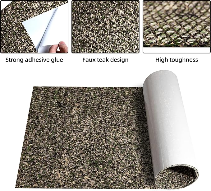 FOCEAN Boat Flooring EVA Foam Boat Decking Faux Teak Marine Flooring Boat Mat Boat Carpet Sheet for Motorboat RV Yacht Kayak Surfboard, 94.5"x 47.2"/35.4"/23.6"/15.7"-StrideForce Fitness