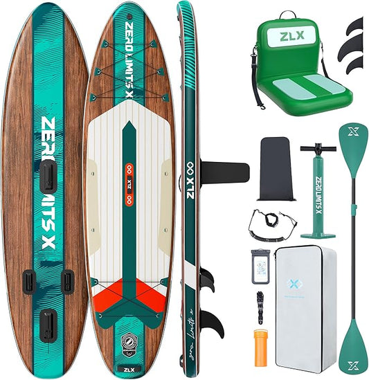 ZLX Inflatable Stand Up Paddle Board, 10'6" SUP Non-Slip Stable Deck Pad, Unique Center Fin, Premium Accessories, Portable Paddleboard for Adults, Beginners, All Skill Levels-StrideForce Fitness