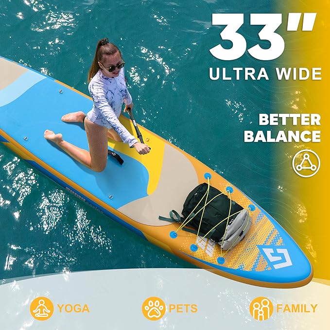 Starcity 11'*34"*6" Blow Up Paddle Board, Inflatable Paddle Board,Paddle Board,Spacious and Stable, Anti Slip and Easy to Operate, Large Size Suitable for Single Person/Family/Pet Use.-StrideForce Fitness