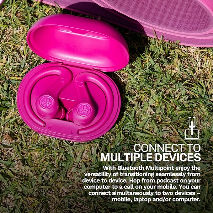JLab JBuds Sport ANC 4 True Wireless Bluetooth Earbuds + Charging Case, Pink, Swipe + Touch Controls, Hybrid Active Noise Cancelation, Multipoint Connect, Customized Settings App-StrideForce Fitness