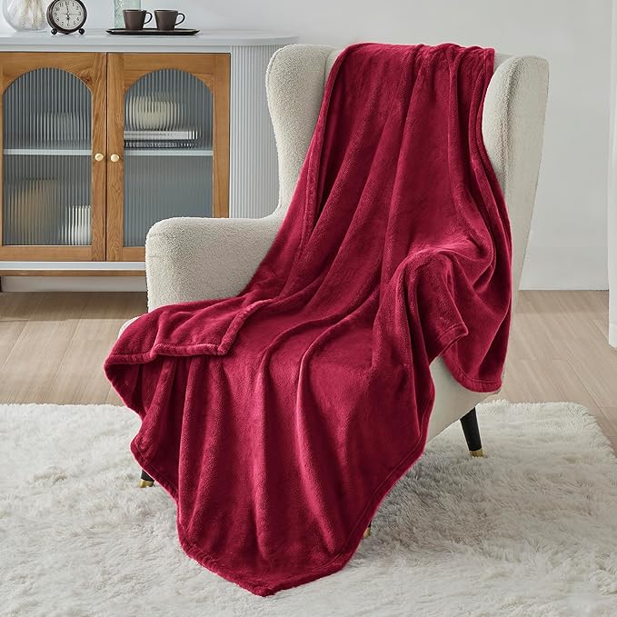Bedsure Fleece Throw XL Blanket Red - 300GSM Soft Lightweight Plush Cozy Blankets for Bed, Sofa, Couch, Travel, Camping, 50x70 inches-StrideForce Fitness