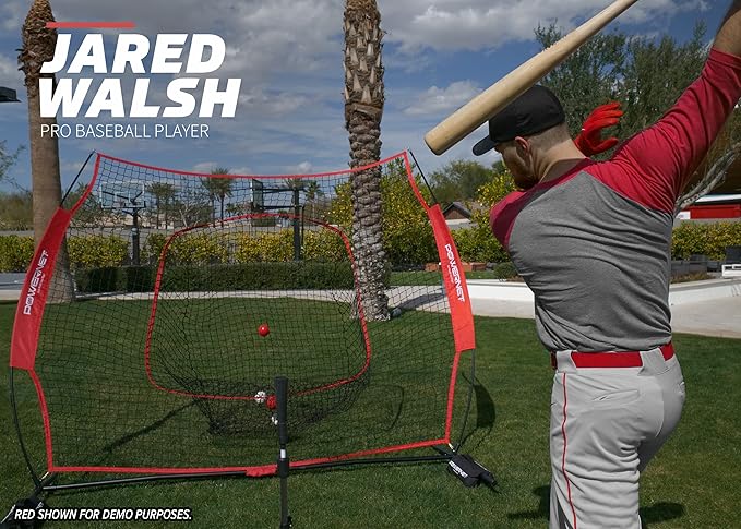 PowerNet Baseball Softball Practice Net 7x7 with Baseball Accessories for Practice Pitching, Batting & Fielding, Ball Caddy, Weighted Baseballs, Tee-StrideForce Fitness