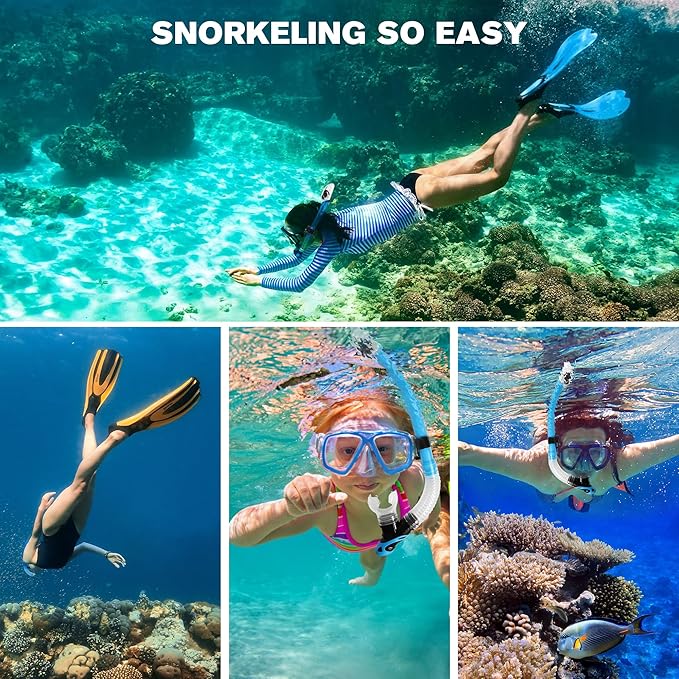 Diving Dry Snorkel, Easy Breath Diving Snorkel for Snorkeling, Scuba Diving, Freediving, Swimming Training, Design with Food-Grade Silicone Mouthpiece/Top Dry Valve for Adult Youth-StrideForce Fitness