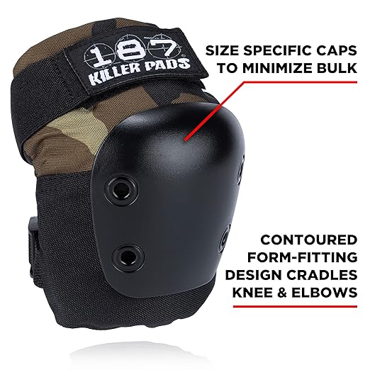 187 Killer Pads Knee Pads, Elbow Pads Combo Pack, Camo, Small/Medium-StrideForce Fitness