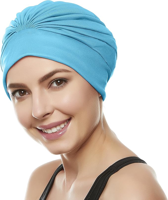 BEEMO Swim Caps for Women Swimming Turban Polyester Latex Lined Pleated for Ladies-StrideForce Fitness