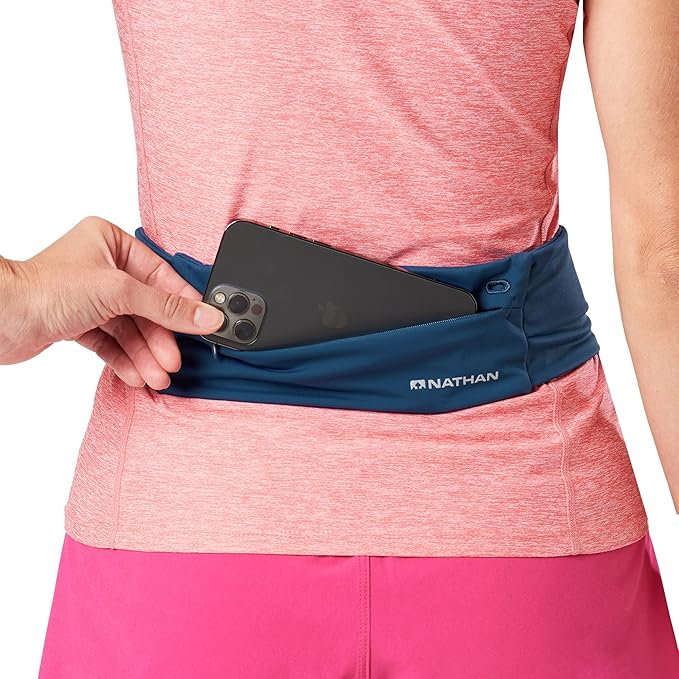 Nathan Running Belt Adjustable Fit Zipster, Zippered, Weather-Resistant Pocket & Two Quick-Stash Pockets for Running Gear, Running Fanny Pack, Walking, Hiking, Gym-StrideForce Fitness