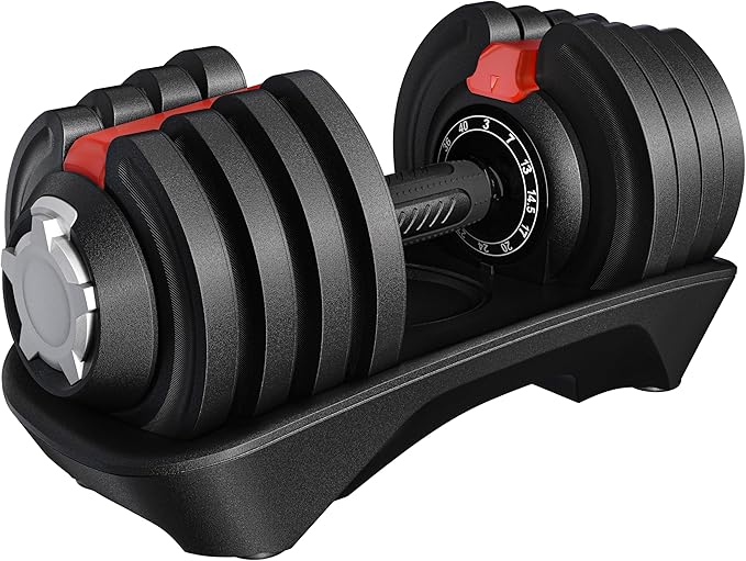 Yaheetech Adjustable Dumbbell Set 28/40/52.5/90LBS Adjustable Dumbbells Fast Adjust Dumbbell Weight Set with Anti-Slip Handle and Tray for Men/Women Home Gym Strength Training Equipment Single/Pair-StrideForce Fitness