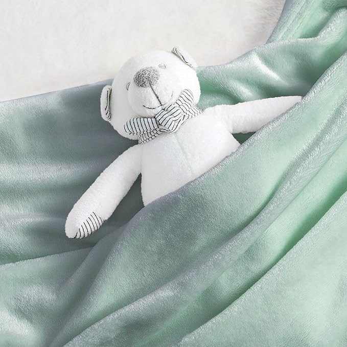 Bedsure Bedding Fleece Blanket for Girls and Boys - Soft Cozy Cute Small Throw Blankets for Travel, 43x55 Inches, Sage Green-StrideForce Fitness