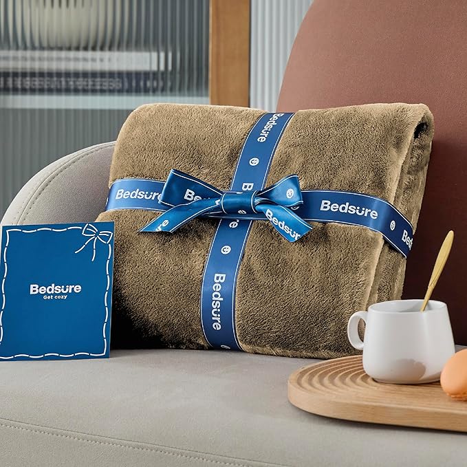 Bedsure Fleece Throw Blanket Camel - 300GSM Blankets for Couch, Sofa, Bed, Soft Lightweight Plush Cozy Throws for Toddlers, 50x60 inches-StrideForce Fitness