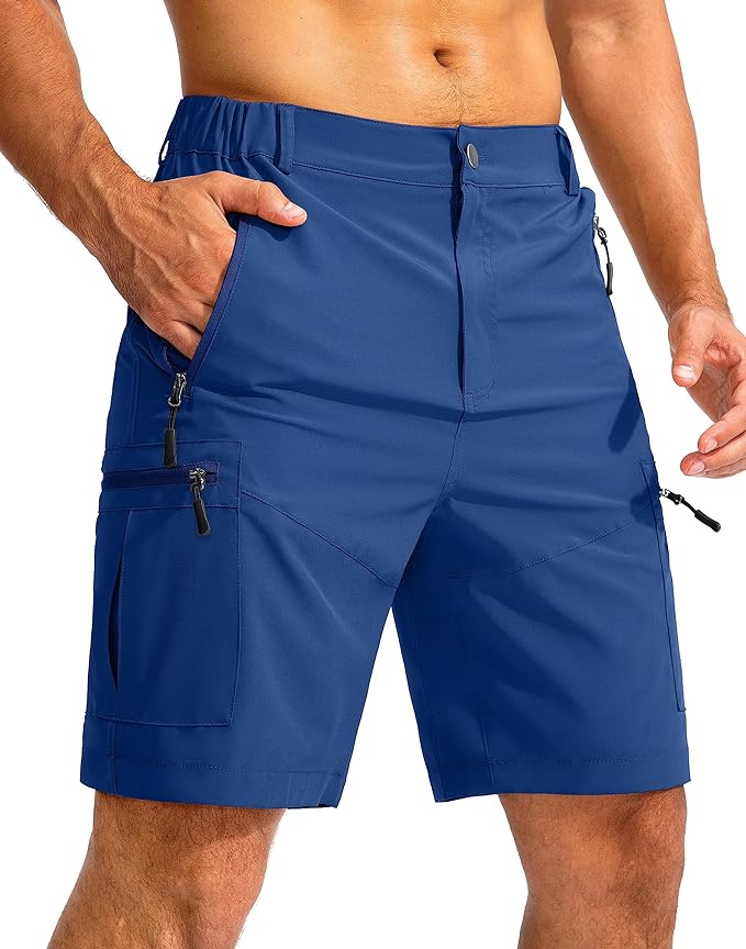 Pudolla Men's Hiking Cargo Shorts 9" Lightweight Outdoor Work Shorts for Men Travel Golf Camping Casual with 5 Zipper Pockets-StrideForce Fitness