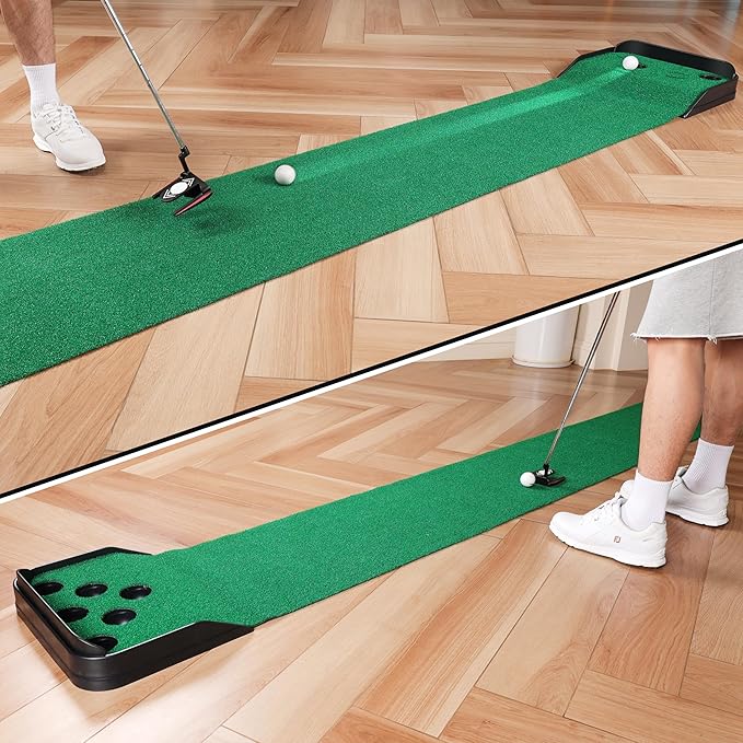 CHAMPKEY Golf Putting Green Indoor - Advanced Guides Golf Putting Mat - Enhance Putting Accuracy and Challenge-StrideForce Fitness