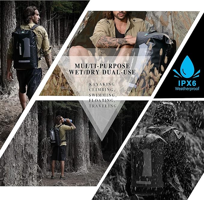 IDRYBAG Waterproof Backpack for Men 20L/30L/40L, Floating Dry Bag Kayak, Dry Backpack Hiking-StrideForce Fitness
